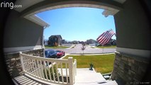 Guy Checking Flag Mount Falls Down Stairs