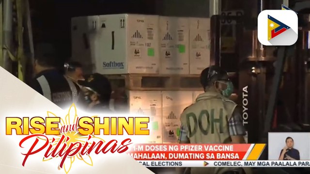 Karagdagang 1-M doses ng Pfizer vaccine na binili ng pamahalaan, dumating sa bansa; bilang ng mga nababakunahan kada araw, tumaas
