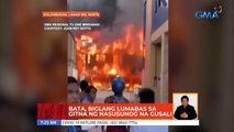 Bata, biglang lumabas sa gitna ng nasusunog na gusali | UB