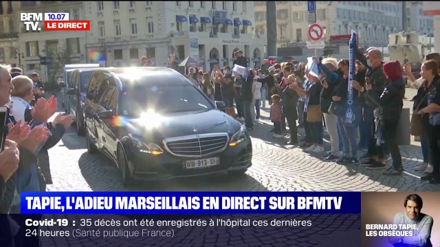Bernard tapie: les Marseillais applaudissent au passage du convoi funéraire