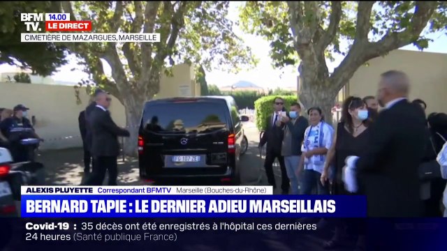 Obsèques de Bernard Tapie: le convoi funéraire arrive au cimetière de Mazargues