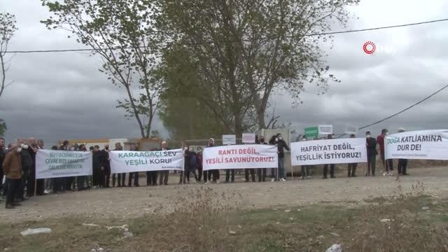 İçme suyu havzasına kaçak yapılmak istenen depo önünde protesto eylemi