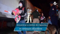 Aseguran 3 tráileres con cientos de migrantes en Tamaulipas