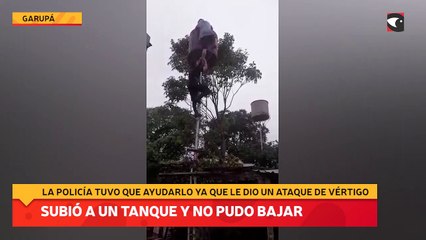 Subió a un tanque y no pudo bajar