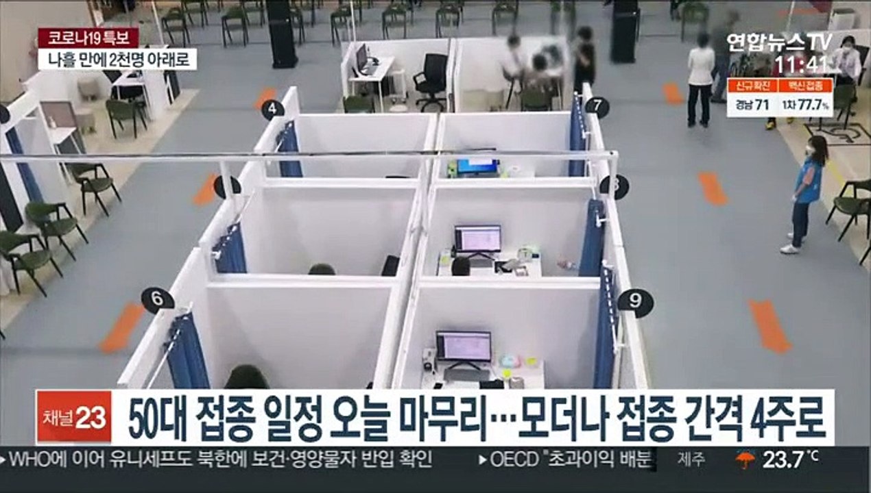 50대 접종일정 오늘 마무리…모더나 접종간격 4주로