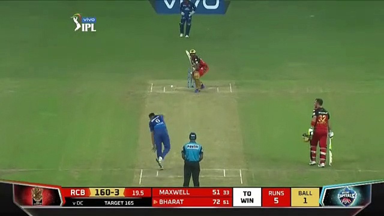1 ball 6 runs bharath RCB won the match