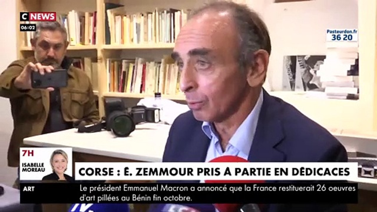 Corse : Après avoir été pris à partie lors d une séance de dédicace à Sartène, Eric Zemmour affirme que "personne ne l'empêchera d'exprimer ses idées"