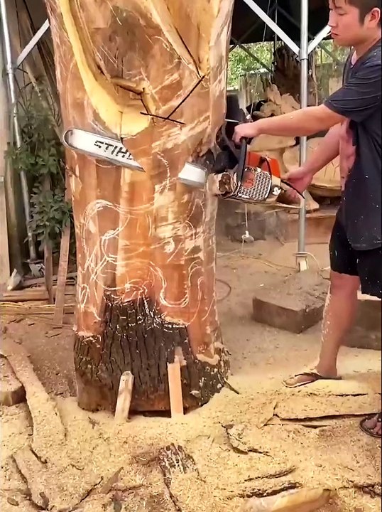 Wood Carving - How to make a dragon   Creative Ideas