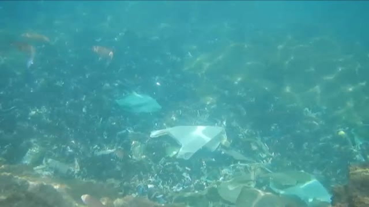 Proyectan imágenes de residuos sobre el Cristo Redentor de Brasil por la salud de los océanos