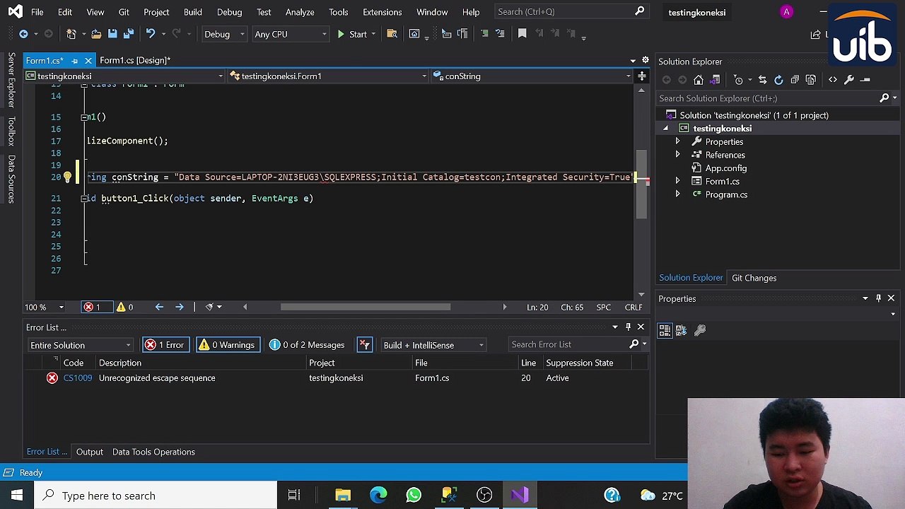Testing Connection Database