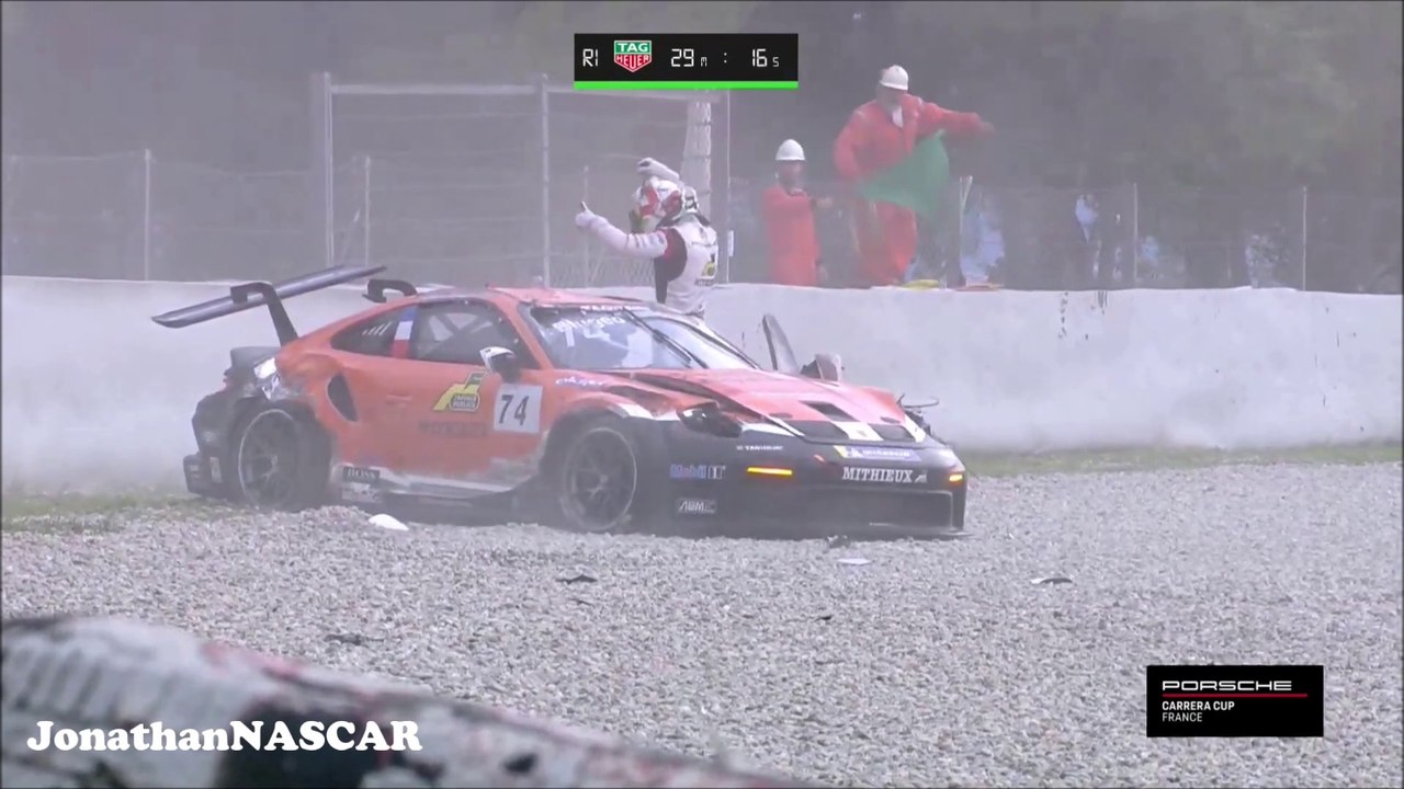 Blugeon Big Crash Barcelona 2021 Porsche Carrera Cup France