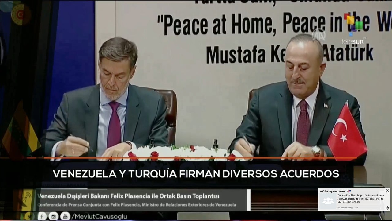 Venezuela y Turquía suscriben acuerdos de cooperación