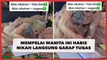 Habis Nikah Langsung Garap Tugas, Mempelai Wanita Ini Ngerjain Soal di Lantai