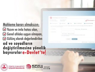 e-Devlet'te ad ve soyadı değişikliği başvuruları başladı