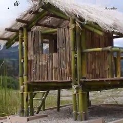 built a tiny house with bamboo miniature