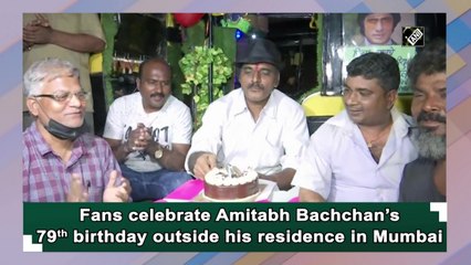 Fans celebrate Amitabh Bachchan’s 79th birthday outside his residence in Mumbai