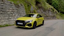 The new Audi RS 3 Sedan in Python Yellow Driving Video