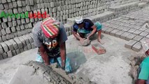Handmade Brick Making Process Rural Village Area | Traditional clay Bricks making on hand