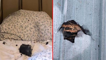 Gökten hızla inen göktaşı yatağında uyuyan adamın yastığına isabet etti