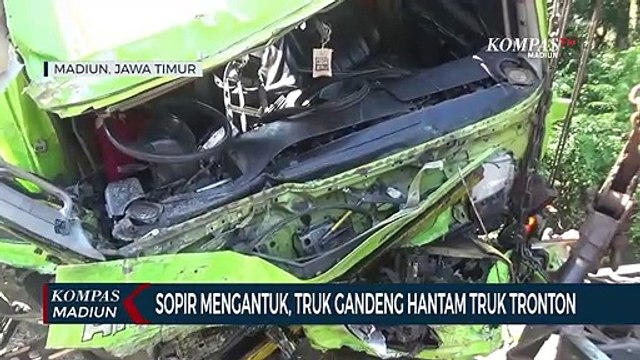 Mengantuk, Truk Gandeng Hantam Truk Tronton