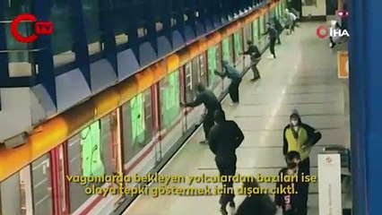 Prag metrosuna sprey boyalı saldırı