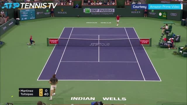Tsitsipas beats Martinez to break second round duck at Indian Wells