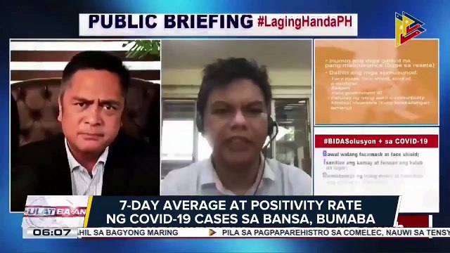 7-day Average at Positivity Rate ng COVID-19 cases sa bansa, bumaba; Octa, sinabing kaunti na lamang ang Delta variant at nananalo na tayo sa paglaban sa virus