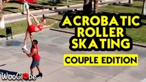 'Rollerblading couple sets skatepark on fire with FLAWLESS Acrobatic Inline Figure Skating routine'
