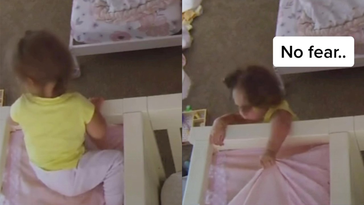 'Nap time shenanigans! Smart toddler successfully climbs out of her crib'
