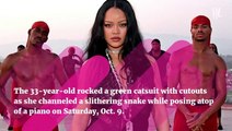Rihanna Sizzles In Sexy Mesh Catsuit With Cutouts As She Poses On A Piano