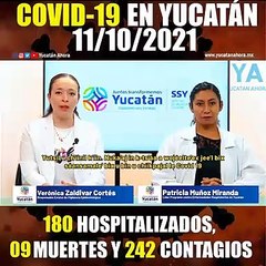 Panorama de Covid-19 en Yucatán. Actualización al 11 de Octubre de 2021