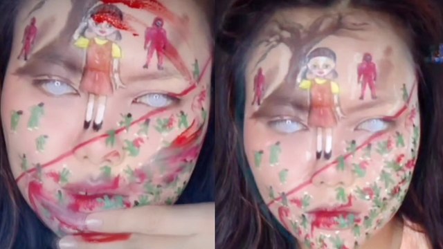 'Fan draws Squid Game characters on her face '