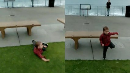 'Kid falls off bench after his superhero experiment at boardwalk goes wrong'