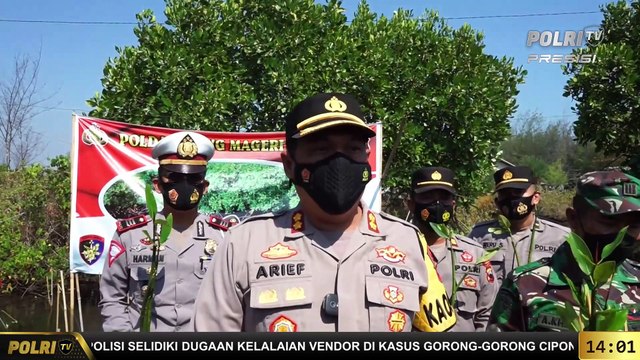 PRESISI Update 14.00 WIB : Mageri Segoro, Polres Pekalongan Kembali Tanam Ribuan Bibit Mangrove