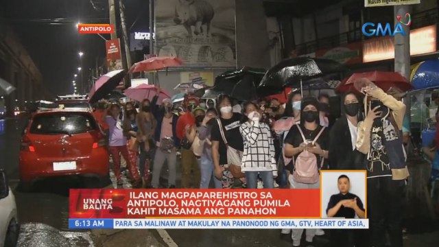Ilang magpaparehistro sa Antipolo, nagtiyagang pumila kahit masama ang panahon | UB