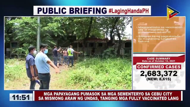 Mga papayagang pumasok sa mga sementeryo sa Cebu City sa mismong araw ng Undas, tanging mga fully vaccinated lang