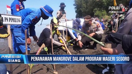 Mageri Segoro, Polres Pemalang Tanam Bibit Mangrove di Pantai Asemdoyong