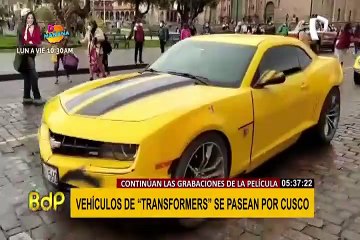 Optimus Prime y Bumblebee se pasean por la ciudad y sorprenden a cusqueños