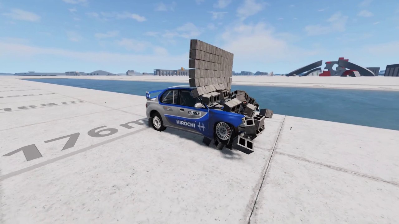 Car hitting a concrete wall #2