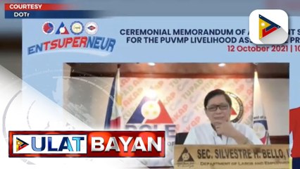 Video herunterladen: GOVERNMENT AT WORK: DOTr at DOLE, nilagdaan ang MOA na magbibigay ng livelihood assistance sa mga miyembro ng PUV Modernization Program; Liberty Road sa Naga City, maaari nang mapakinabangan ng mga residente