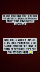 Rayane Bensetti désemparé face à deux hommes qui saccagent sa maison.