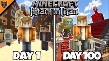I Survived 100 Days in Minecraft ATTACK ON TITAN & here's what happened...