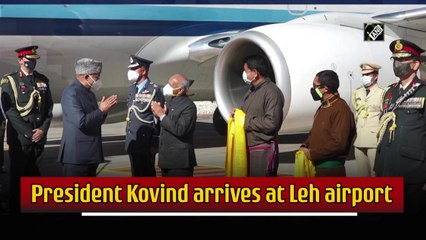 President Kovind arrives at Leh airport