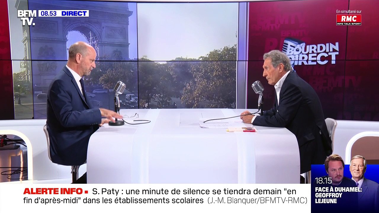 Jean-Michel Blanquer invité de RMC/BFMTV pour le Bourdin Direct