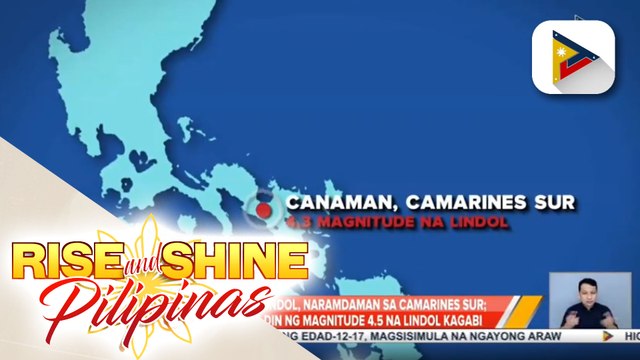 Kanlurang bahagi ng Canaman, Camarines Sur, niyanig ng magnitude 4.3 na lindol