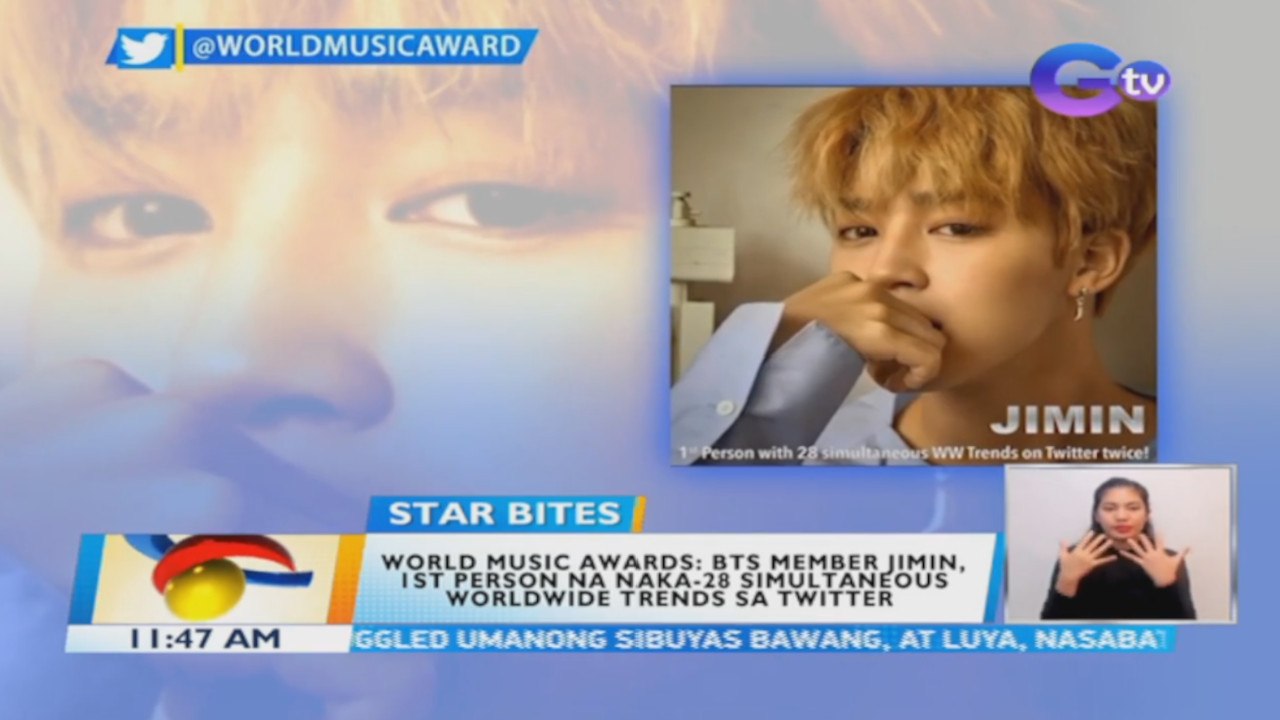 World Music Awards: BTS member Jimin, 1st person na naka-28 simultaneous worldwide trends sa Twitter | BT