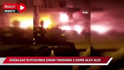 Esenyurt'ta 3 katlı binanın doğalgaz hattındaki parlama nedeniyle iki daire alev alev yandı