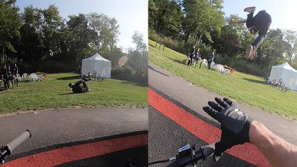 'French cyclist FAILS frontflip test while riding a pump track '