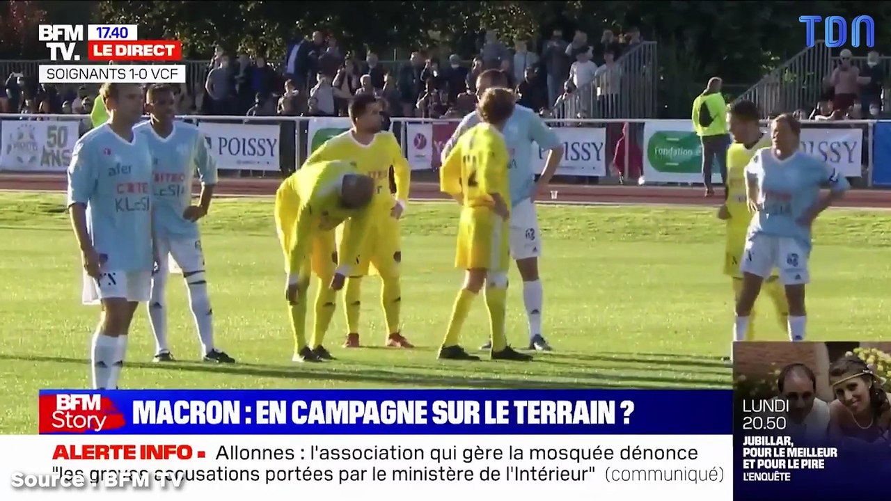 Emmanuel Macron buteur lors d’un match de foot caritatif