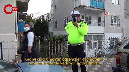 Öğrencilerin bıraktığı not kedinin hayatını kurtardı